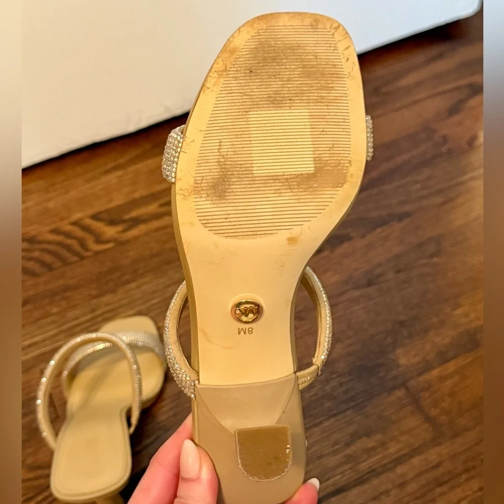 Michael Kors Clara Tan Rhinestone High Heel Party Wedding Sandals- Size 8 - Picture 6 of 7